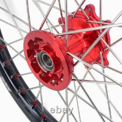 KKE 21/19 Spoke Wheels Rims Set For Honda CRF250R 2014-2022 CRF450R Cast Red Hub