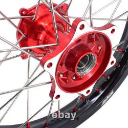 KKE 21/19 Spoke Wheels Rims Set For Honda CRF250R 2014-2022 CRF450R Cast Red Hub