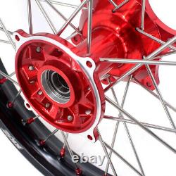 KKE 21/19 Spoke Wheels Rims Set For Honda CRF250R 2014-2022 CRF450R Cast Red Hub
