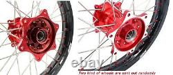 KKE 21/19 Spoke Wheels Rims Set For Honda CRF250R 2014-2022 CRF450R Cast Red Hub