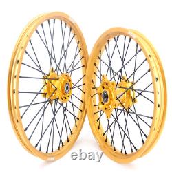 KKE 21/19 Spoked Wheel for Suzuki RM125 2007 RM250 2008 Motorcycle GOLD Rims