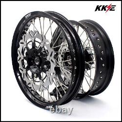 KKE 3.5/4.25 Supermoto Cush Drive Spoked Wheels Set For SUZUKI DR650SE 1996-2022