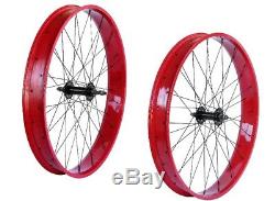 MBI Fat 26 x 4.0 Rear & Front Bicycle Wheel 7 speed 36 spokes Disc Brake polish