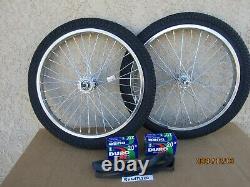 NEW 20'' HEAVY DUTY SPOKES CHROME BICYCLE RIM SET With TIRES, TUBES & LINERS