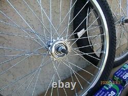 NEW 20'' HEAVY DUTY SPOKES CHROME BICYCLE RIM SET With TIRES, TUBES & LINERS