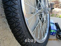 NEW 20'' HEAVY DUTY SPOKES CHROME BICYCLE RIM SET With TIRES, TUBES & LINERS
