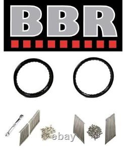 NEW BBR Black Front & Rear Rims With Spoke Kits Kawasaki KLX110 L RL 2002-2024