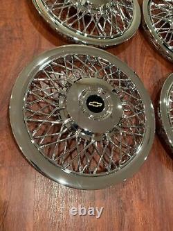 NEW SET OF 1970-1996 FITS IMPALA CAPRICE WIRE SPOKE 15 Hubcaps WHEELCOVERS