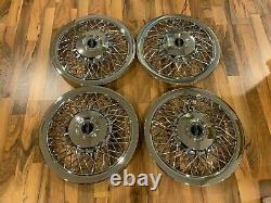 NEW SET OF 1970-1996 FITS LINCOLN TOWN CAR WIRE SPOKE 15 Hubcaps WHEELCOVERS