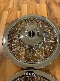 NEW SET OF 1970-1996 FITS LINCOLN TOWN CAR WIRE SPOKE 15 Hubcaps WHEELCOVERS