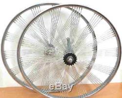 New 20 140 Fan spokes Front & Rear Coaster Wheels Beach Cruiser Chopper Chrome