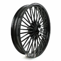 New Front Rear Cast Wheels Double Disc Fat King Spoke Softail Dyna 21 & 16 Black