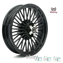 New Front Rear Cast Wheels Double Disc Fat King Spoke Softail Dyna 21 & 16 Black