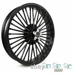 New Front Rear Cast Wheels Double Disc Fat King Spoke Softail Dyna 21 & 16 Black