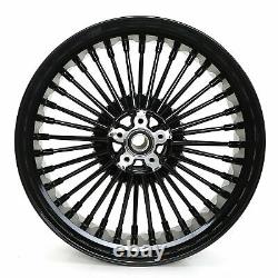 New Front Rear Cast Wheels Double Disc Fat King Spoke Softail Dyna 21 & 16 Black