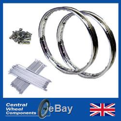 Norton Polished Rim & Spokes Set Commando Front and Rear Included 19 x WM2