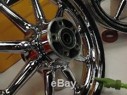 OEM Harley 16x3 CVO Softail Deluxe Heritage Chrome Front & Rear 9 spoke Wheels