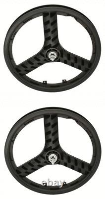 Original! 20 Plastic 3-spoke Front Or Freewheel In 3/8 Axle Black. Bike Parts