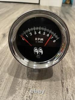 Original Early MOON EQUIP 8K Tach Instrument Gauge Panel Dash Hotrod SCTA TROG