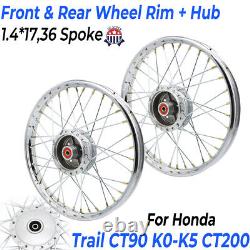 Pair Front Rear Wheel Rim Ring + Hub + Spokes For Honda Trail CT90 K0-K5 CT200