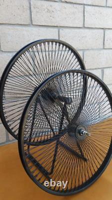 Pair of 26 Cruiser Lowrider Bicycle Dayton BLACK Wheels 144 Spokes Front & Rear