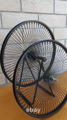 Pair of 26 Cruiser Lowrider Bicycle Dayton BLACK Wheels 144 Spokes Front & Rear