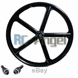 Premium 700c 5-Spoke Mag Rim Front Rear Single Speed Bicycle Wheel Set, Black
