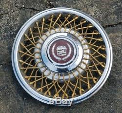 RARE 1980s Cadillac E&G Continental Kit 14 GOLD Wire Spoke Hubcap Wheel Cover