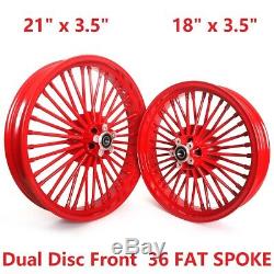 RED FAT SPOKE WHEELS 21''X3.5'' 18''X3.5'' For HARLEY TOURING SOFTAIL SPORTSTER