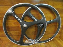 Rare Vintage Spin Tri Spoke Carbon Aero 700c Clincher 8 9 10 Speed Wheel Set