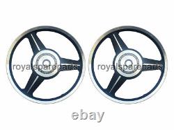 Royal Enfield Classic 500 Parado 3 Spoke Front & Rear Black Alloy Wheel Rims D3