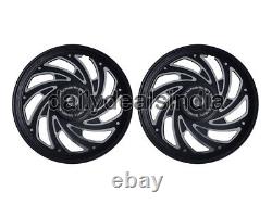 Royal Enfield Classic 500 Parado D2 Front & Rear Black Alloy Wheel Rims 9 Spoke
