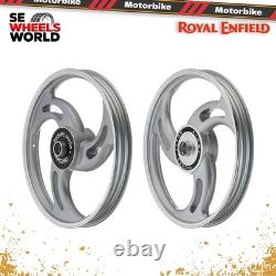 Royal Enfield electra 19 inch front & rear Alloy Wheel Rim Silver Leaf 3 Spoke