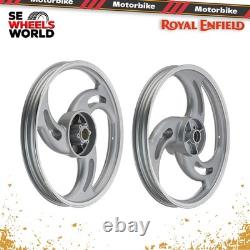 Royal Enfield electra 19 inch front & rear Alloy Wheel Rim Silver Leaf 3 Spoke