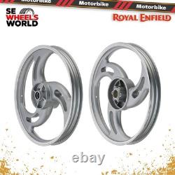 Royal Enfield electra 19 inch front & rear Alloy Wheel Rim Silver Leaf 3 Spoke