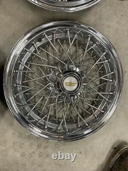 SET OF 1980-1996 FITS IMPALA CAPRICE WIRE SPOKE 15 Hubcaps WHEELCOVERS OEM