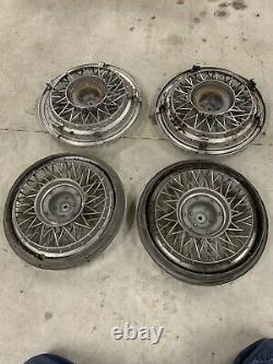 SET OF 1980-1996 FITS IMPALA CAPRICE WIRE SPOKE 15 Hubcaps WHEELCOVERS OEM