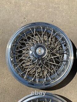SET OF 1980-1996 FITS IMPALA CAPRICE WIRE SPOKE 15 Hubcaps WHEELCOVERS USED
