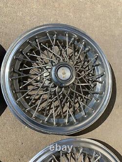 SET OF 1980-1996 FITS IMPALA CAPRICE WIRE SPOKE 15 Hubcaps WHEELCOVERS USED