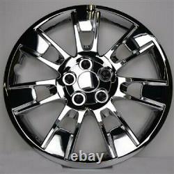 Set Of Four Hubcaps 14 Spoke Chrome 16 Inch