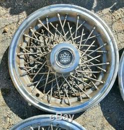 Set of 4 1980s Vintage Cadillac Hearse Limo 15 Wire Spoke Hubcaps Wheel Covers