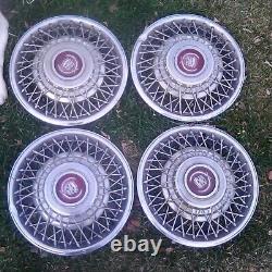 Set of 4 1981-1985 Cadillac Eldorado Seville 15 Wire Spoke Hubcaps Wheel Covers