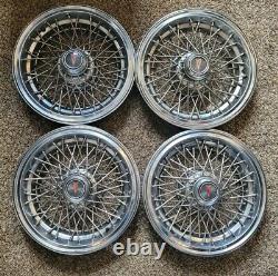 Set of 4 OEM Vintage Pontiac Safari Caprice 15 Wire Spoke Hubcaps Wheel Covers