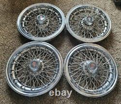 Set of 4 OEM Vintage Pontiac Safari Caprice 15 Wire Spoke Hubcaps Wheel Covers