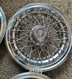 Set of 4 OEM Vintage Pontiac Safari Caprice 15 Wire Spoke Hubcaps Wheel Covers