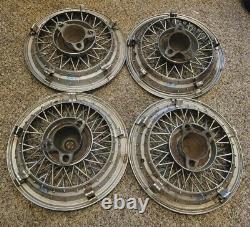 Set of 4 OEM Vintage Pontiac Safari Caprice 15 Wire Spoke Hubcaps Wheel Covers