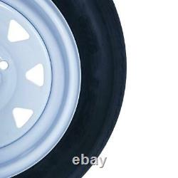 Set of Two Trailer Tires Tubeless 5.30 X 12 12 4 Lug Wheel White Spoke P811