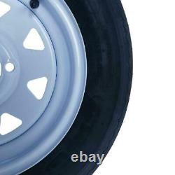 Set of Two Trailer Tires Tubeless 5.30 X 12 12 4 Lug Wheel White Spoke P811