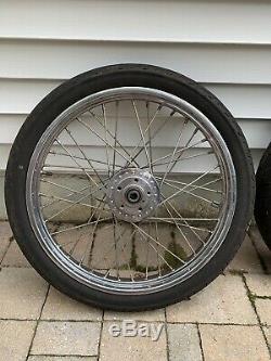 Shovelhead Chrome Spoke Wheels With Dunlop Tires Set 21 Front 16 Rear