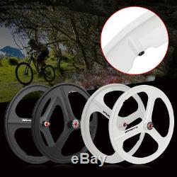 Single Speed Fixie Bicycle Wheel Set Fixed Gear 700c Tri Spoke Rim Front/Rear